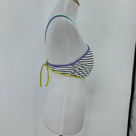 Victorias Secret Halter Bikini Top Womens M Medium Stripe Double Strap Padded - Picture 3 of 11